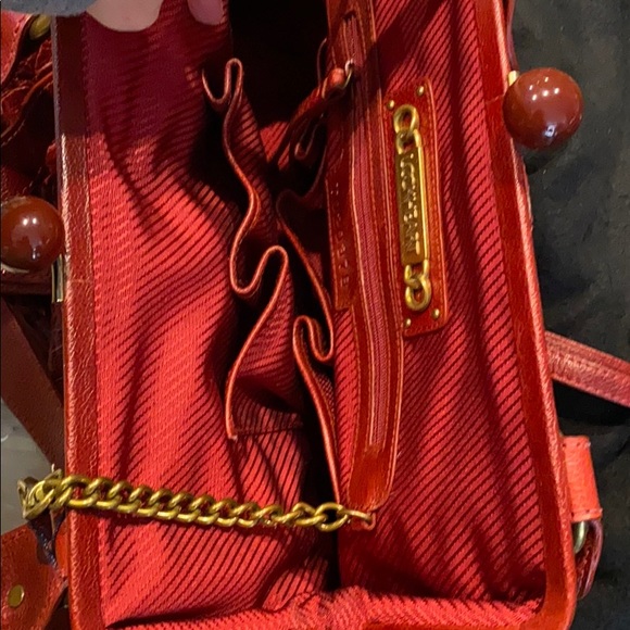 LOCKHART red embossed leather large satchel new! - Picture 9 of 16